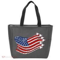 American Patriotic Fighter Jets Usa Flag Tote Bag thumb 0