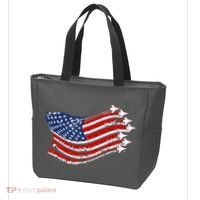American Patriotic Fighter Jets Usa Flag Tote Bag thumb 3