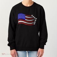 American Patriotic Fighter Jets Usa Flag Waving Women's Sweatshirt thumb 0