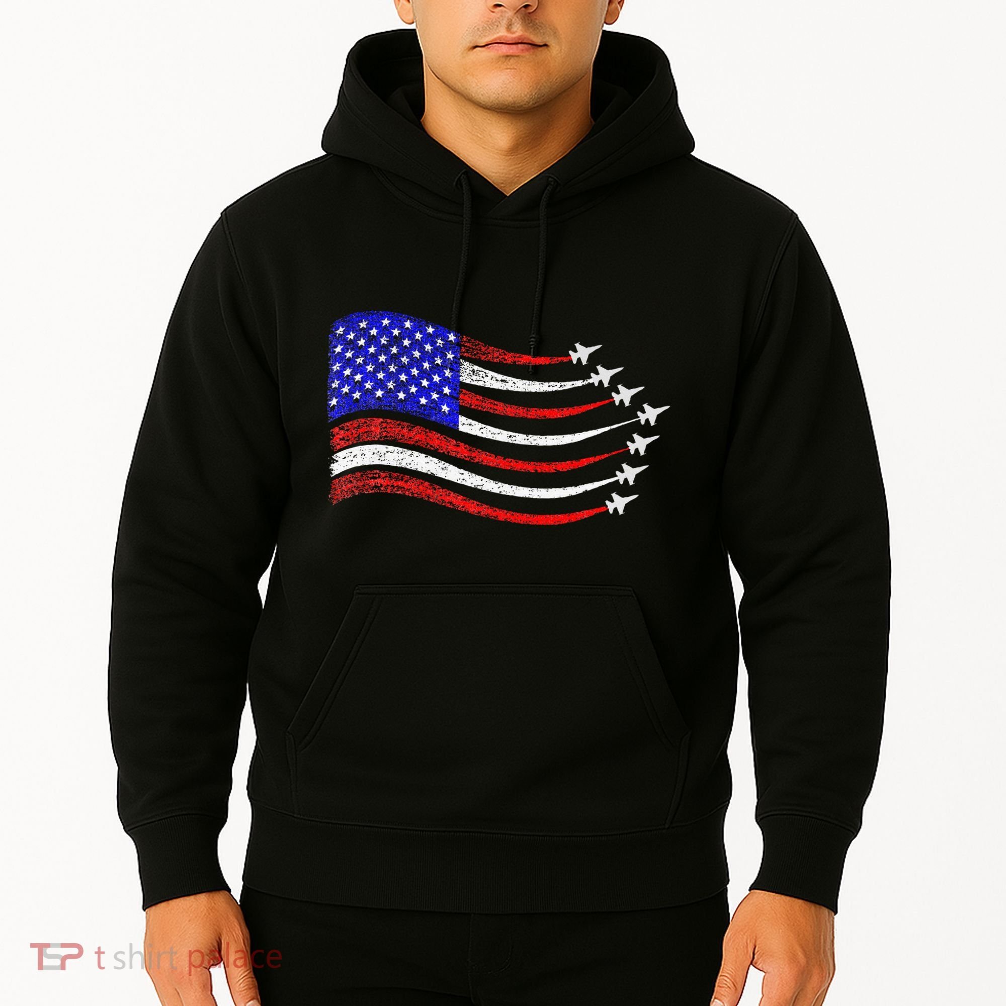 American Patriotic Fighter Jets Usa Flag Waving Hoodie
