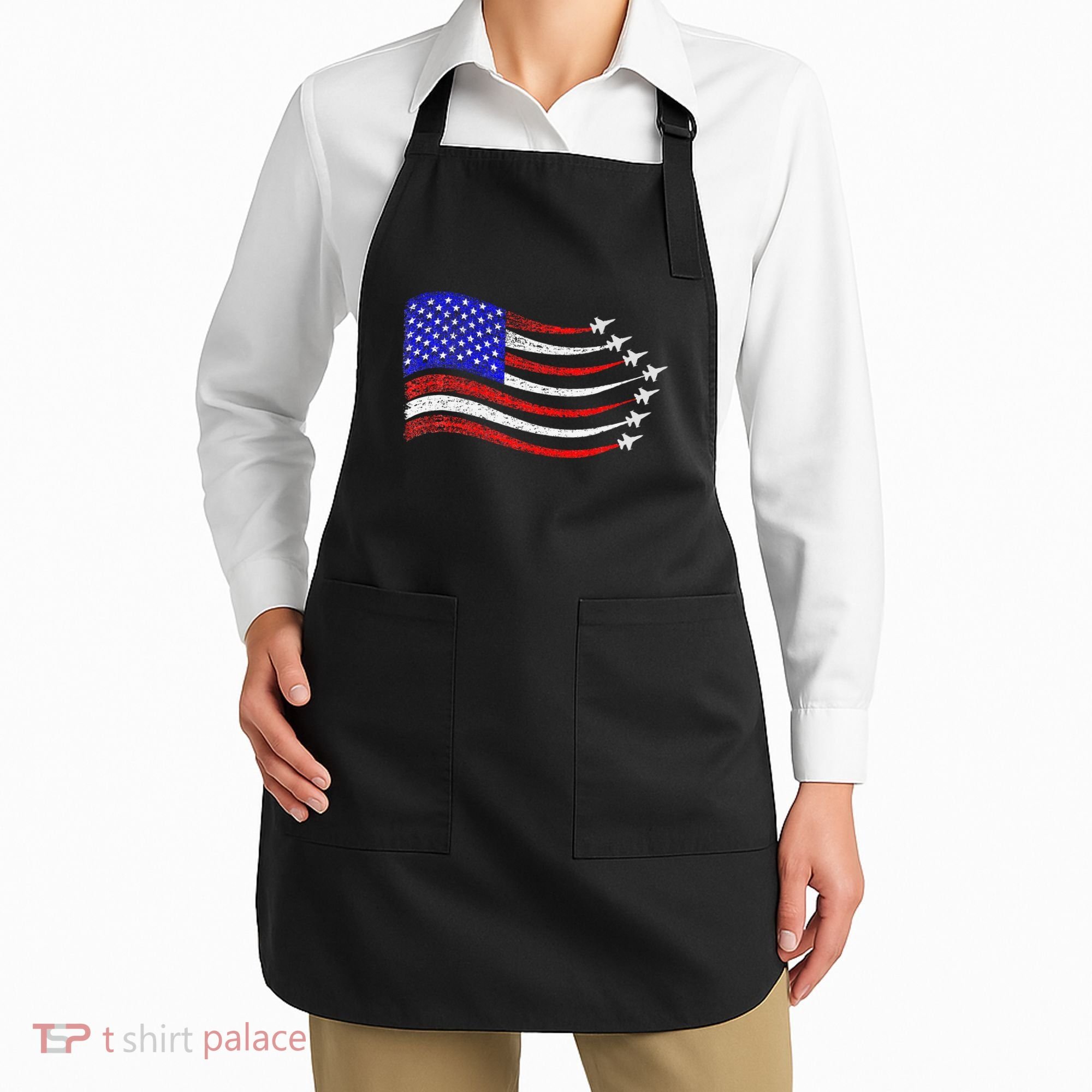 American Patriotic Fighter Jets Usa Flag Waving Apron
