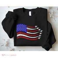 American Patriotic Fighter Jets Usa Flag Waving Sweatshirt thumb 2