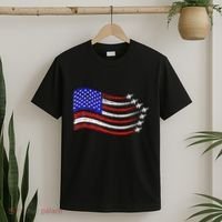 American Patriotic Fighter Jets Usa Flag Waving T-Shirt thumb 2