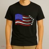 American Patriotic Fighter Jets Usa Flag Waving T-Shirt thumb 3