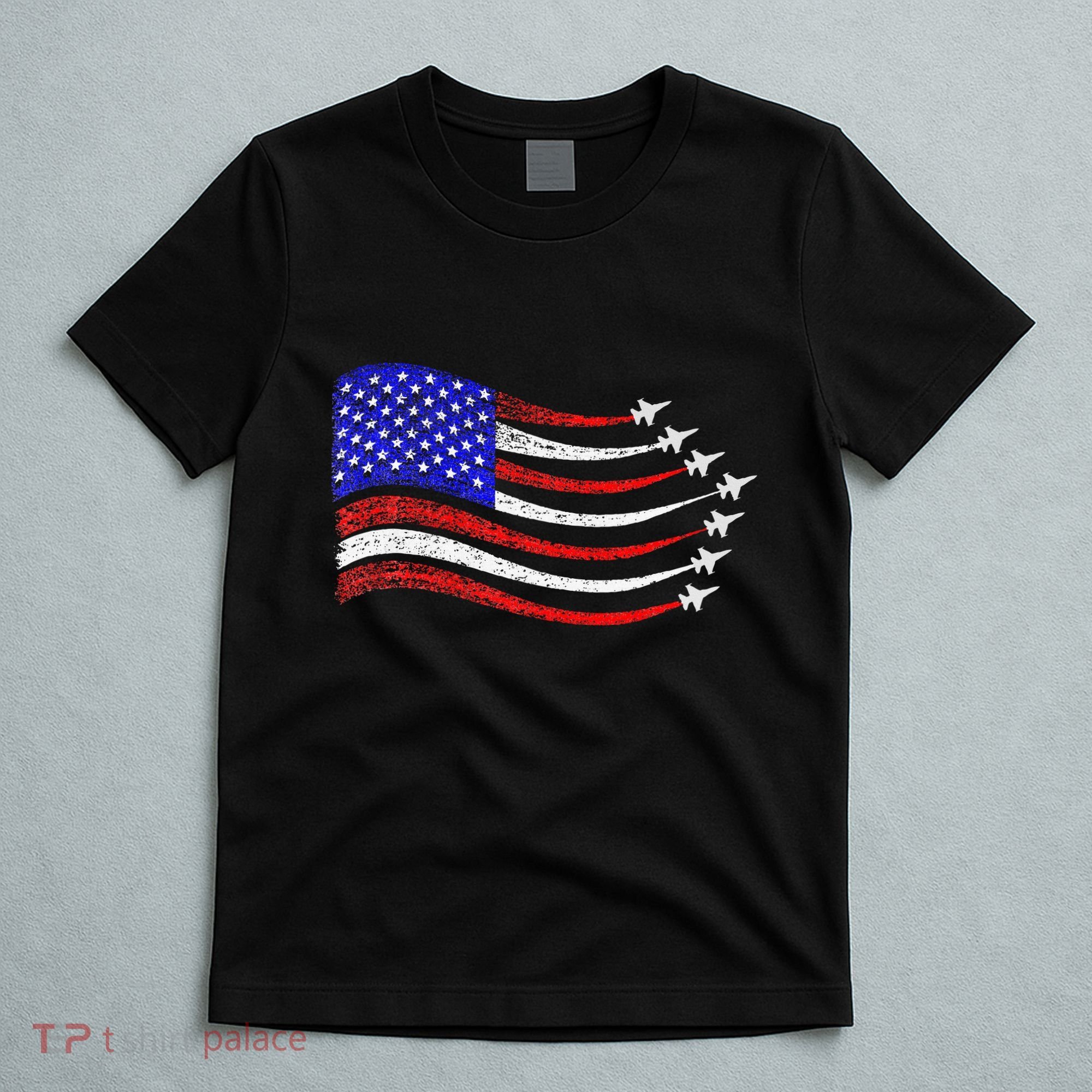 American Patriotic Fighter Jets Usa Flag Waving T-Shirt
