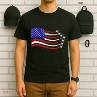 American Patriotic Fighter Jets Usa Flag Waving T-Shirt thumb 6