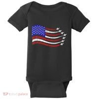 American Patriotic Fighter Jets Usa Flag Waving Baby Bodysuit thumb 0