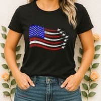 American Patriotic Fighter Jets Usa Flag Waving Women's T-Shirt thumb 2
