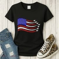 American Patriotic Fighter Jets Usa Flag Waving Women's T-Shirt thumb 3
