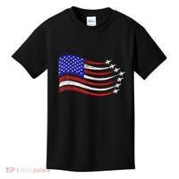 American Patriotic Fighter Jets Usa Flag Waving Kids T-Shirt thumb 0