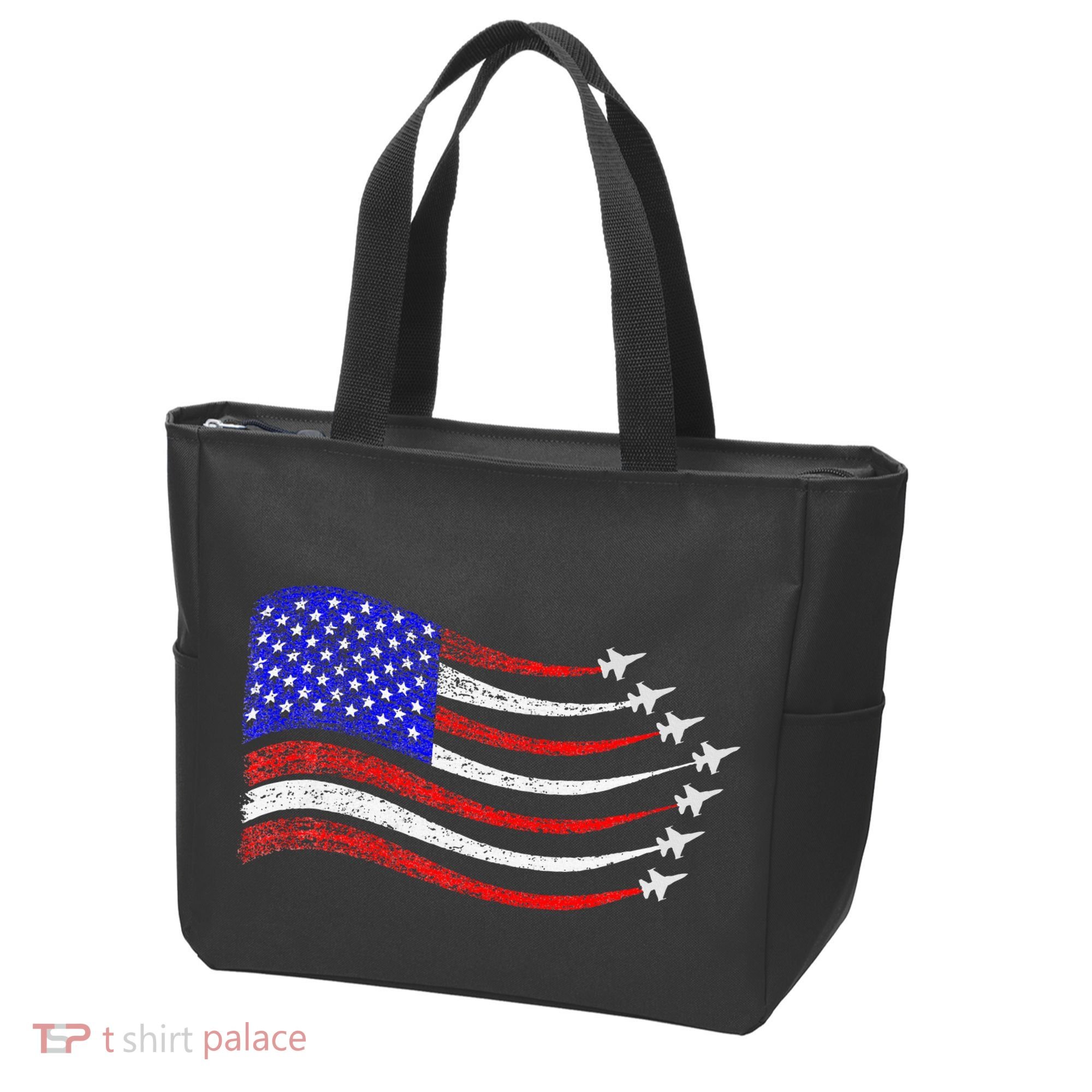 American Patriotic Fighter Jets Usa Flag Waving Tote Bag