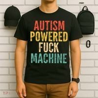 Autism Powered Fck Machine Vintage Autism Awareness T-Shirt thumb 6