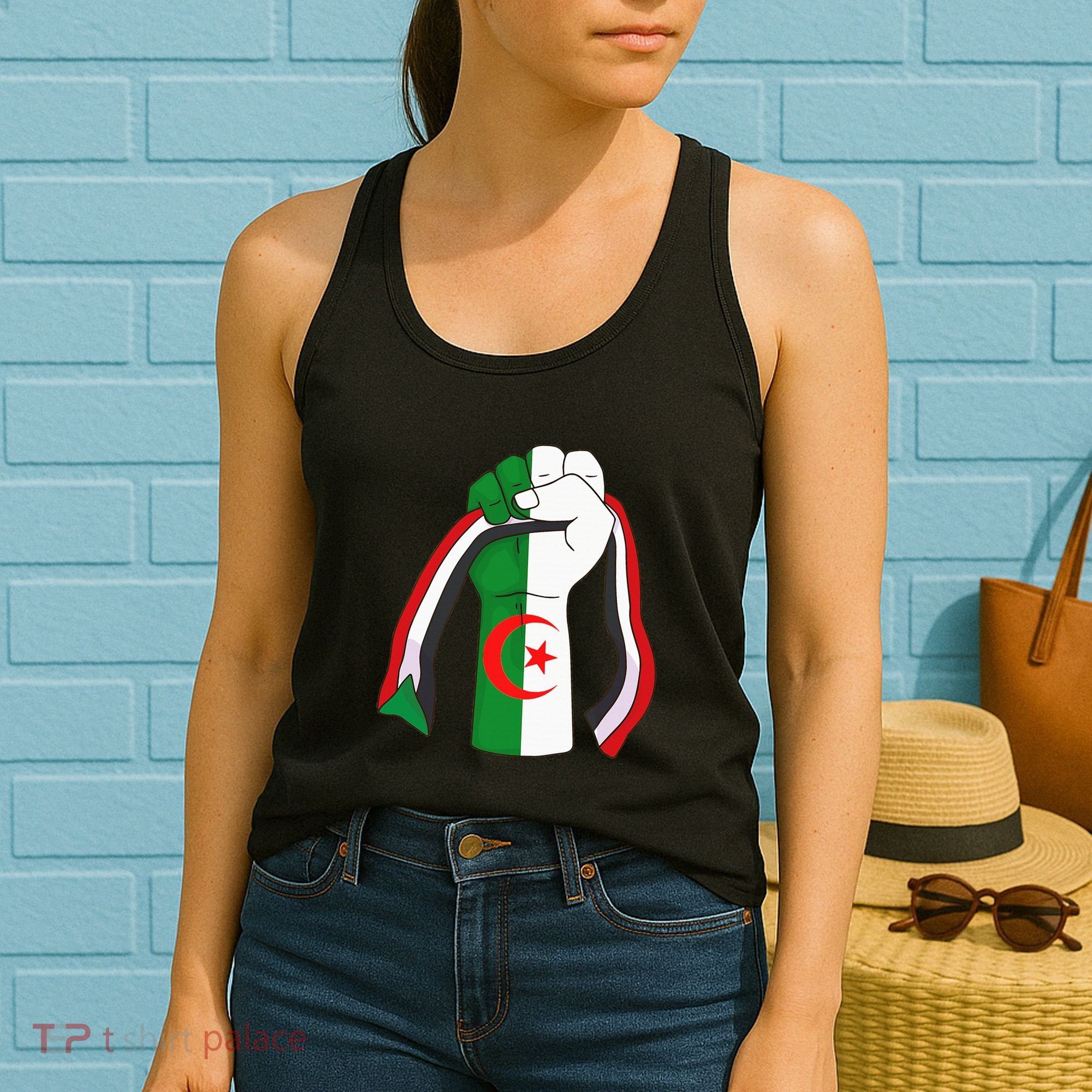 Algerian Palestinian Flag Algeria Stand With Palestine Women's Tank Top
