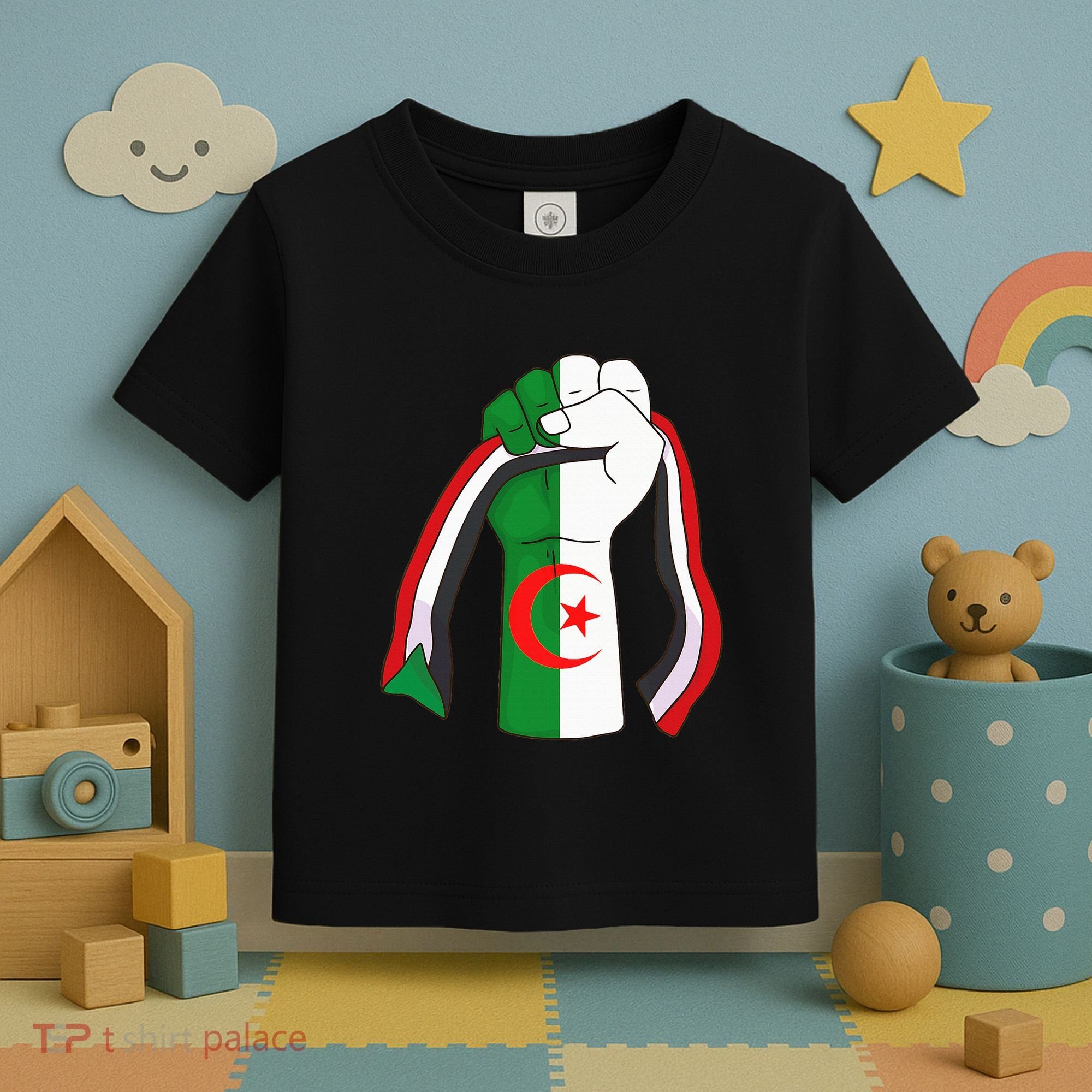 Algerian Palestinian Flag Algeria Stand With Palestine Toddler T-Shirt