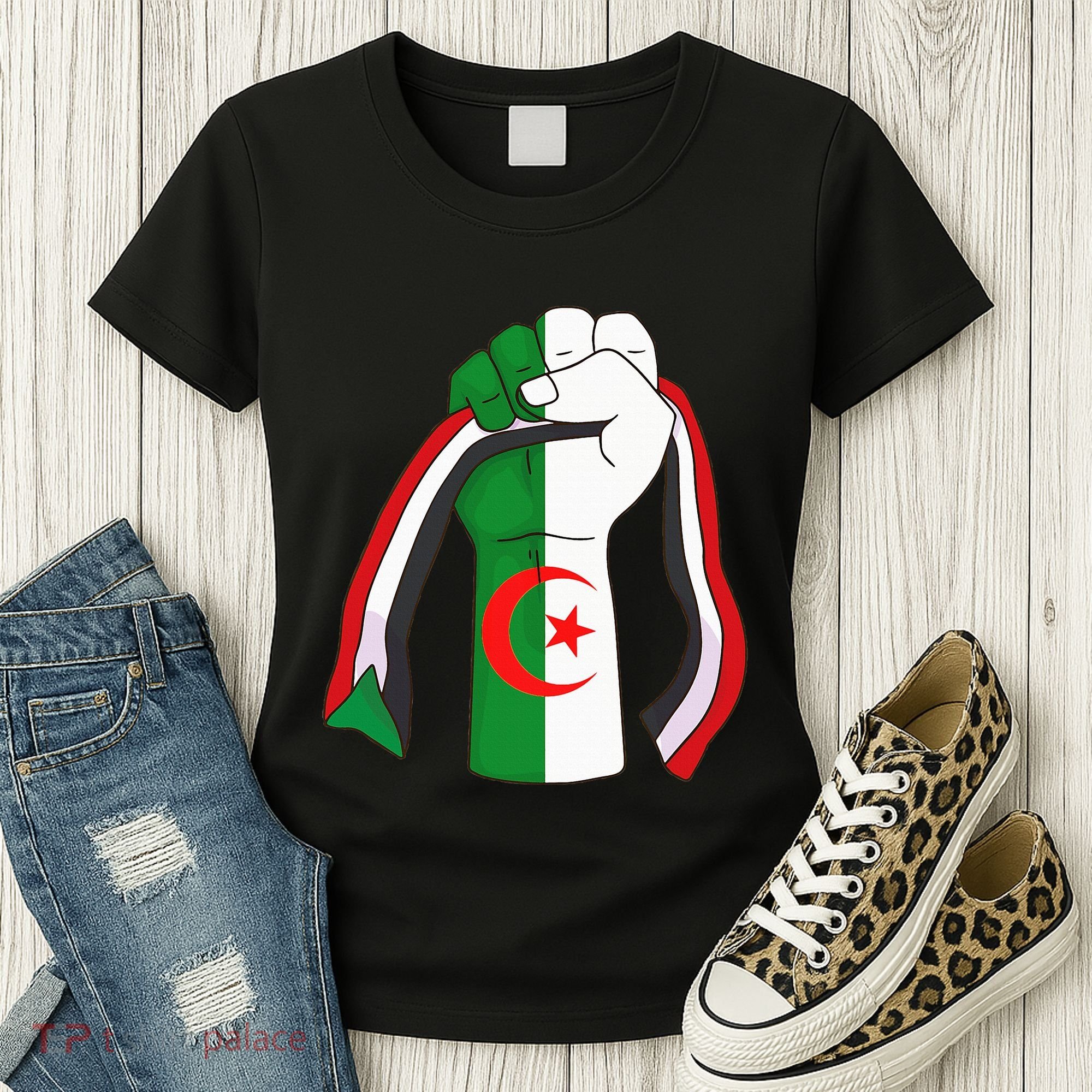 Algerian Palestinian Flag Algeria Stand With Palestine Women's T-Shirt
