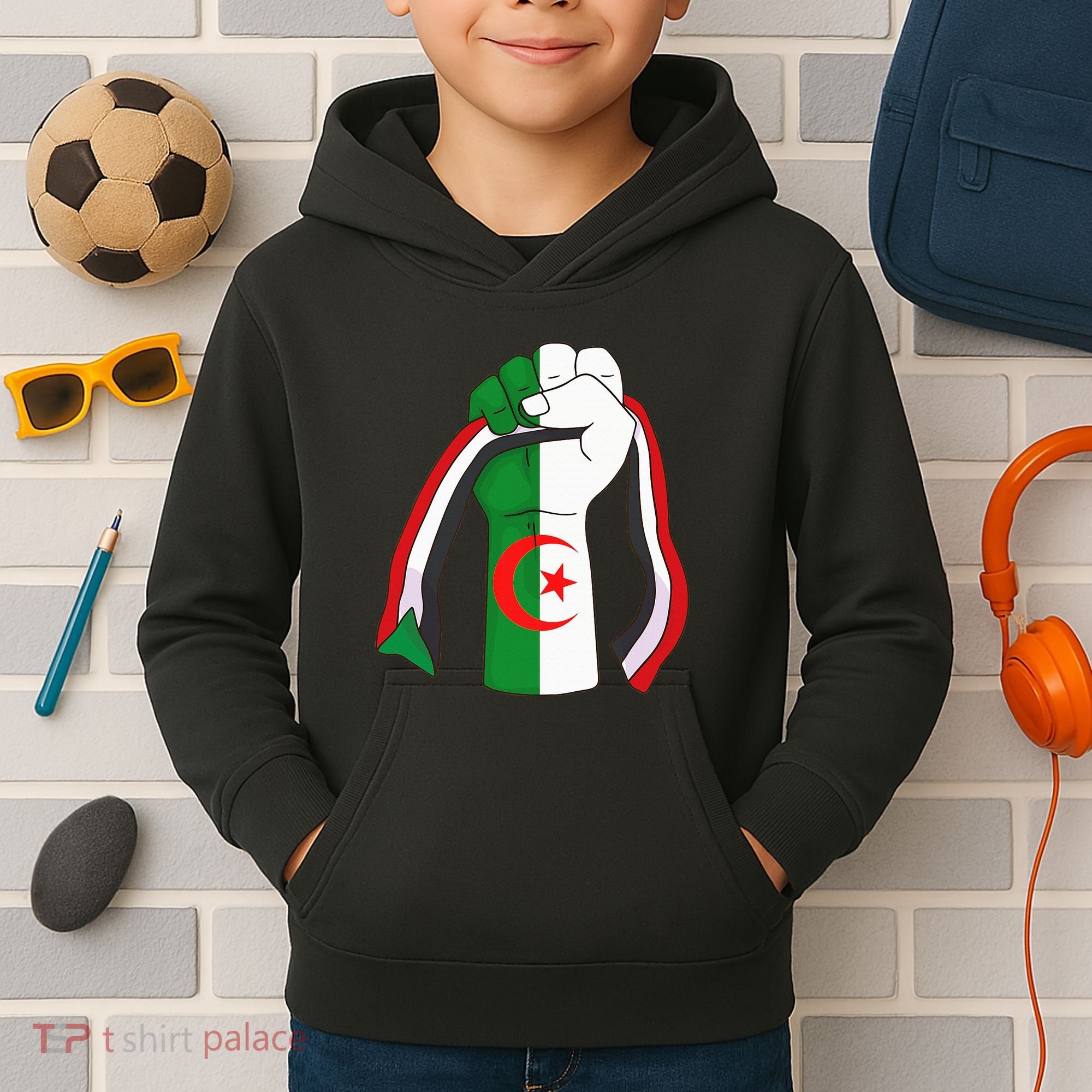 Algerian Palestinian Flag Algeria Stand With Palestine Kids Hoodie