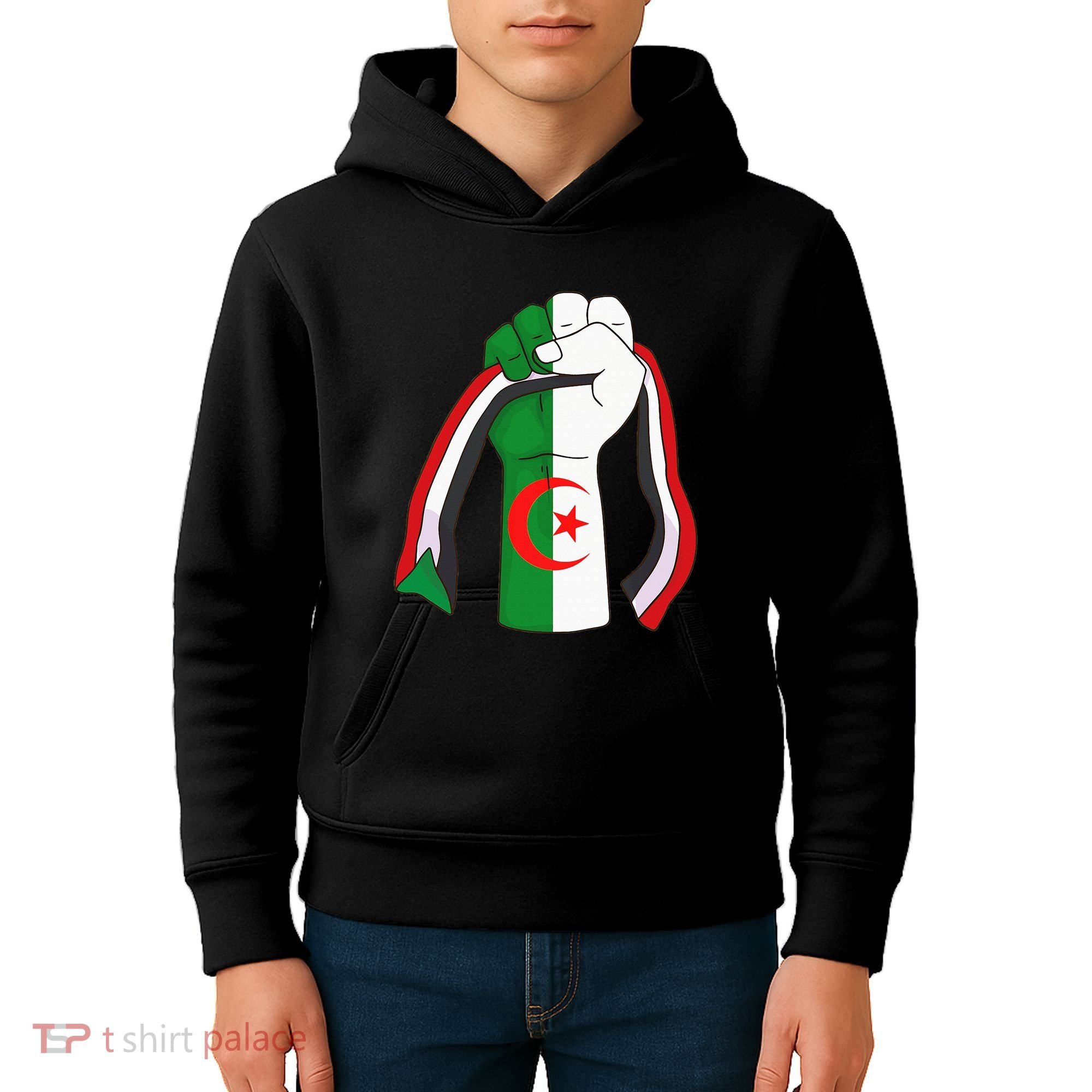 Algerian Palestinian Flag Algeria Stand With Palestine Kids Hoodie