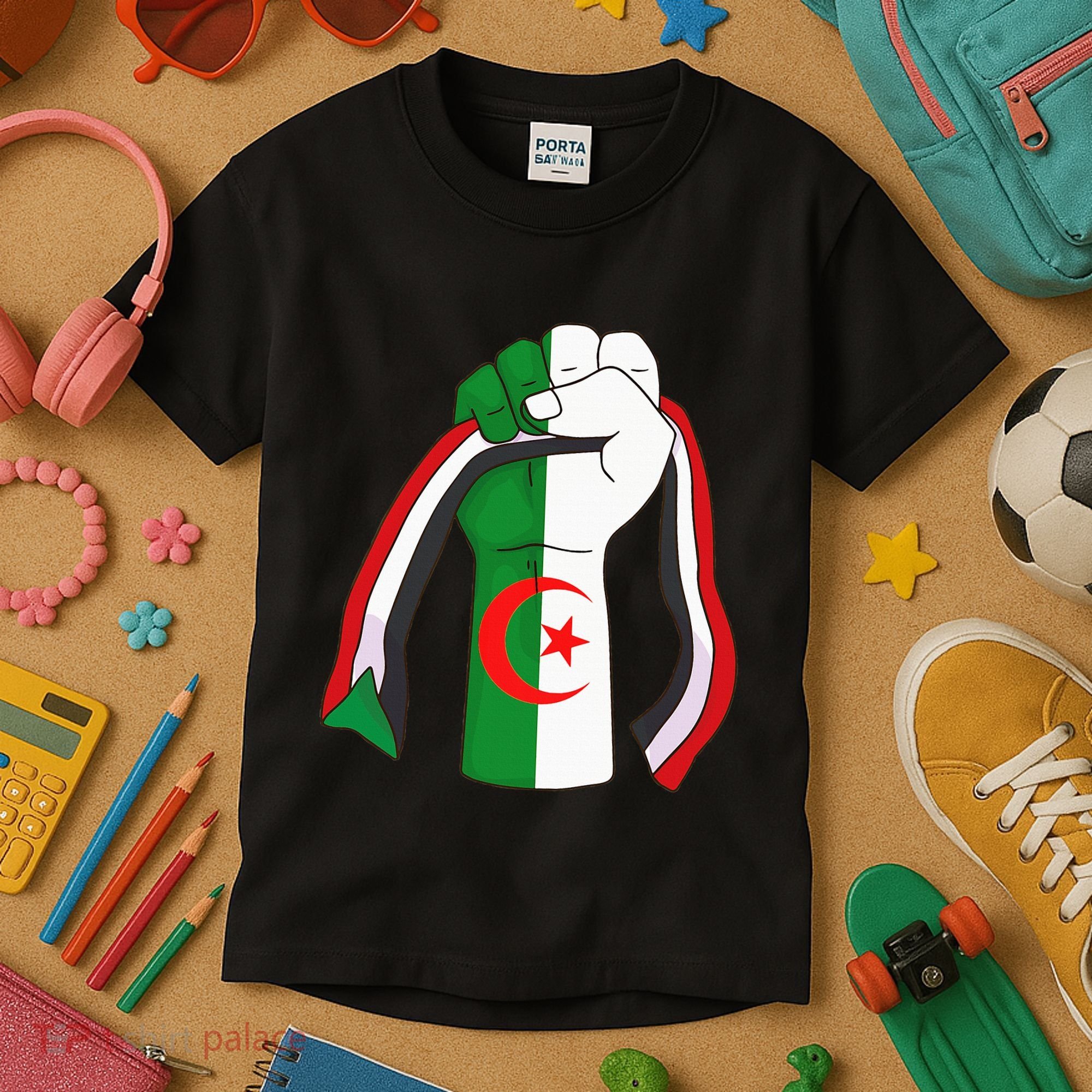 Algerian Palestinian Flag Algeria Stand With Palestine Kids T-Shirt