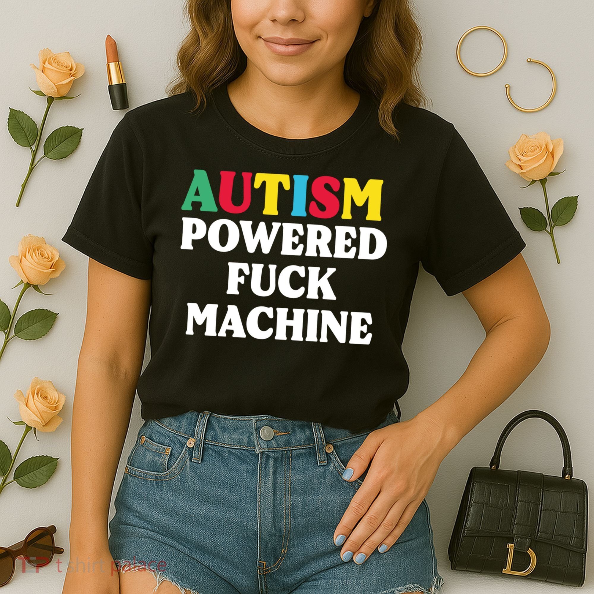 Autism Powered Fuck Machine Funny Autism Quote Gift Comfort Colors Boxy T-Shirt