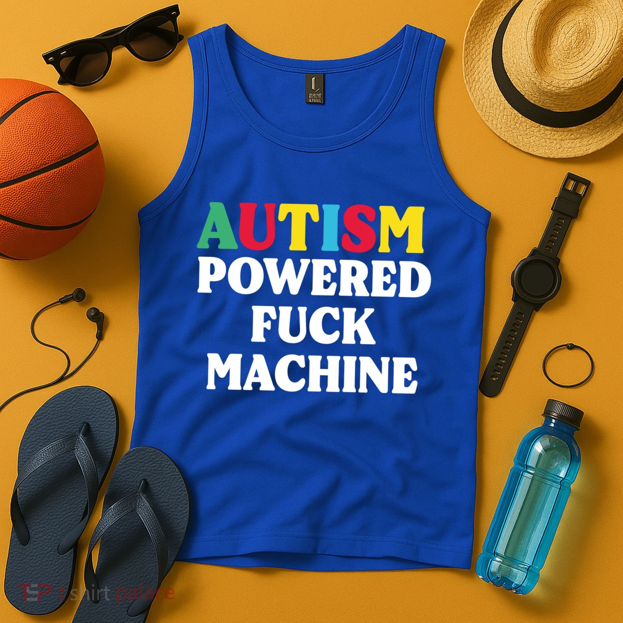 Autism Powered Fuck Machine Funny Autism Quote Gift Tank Top