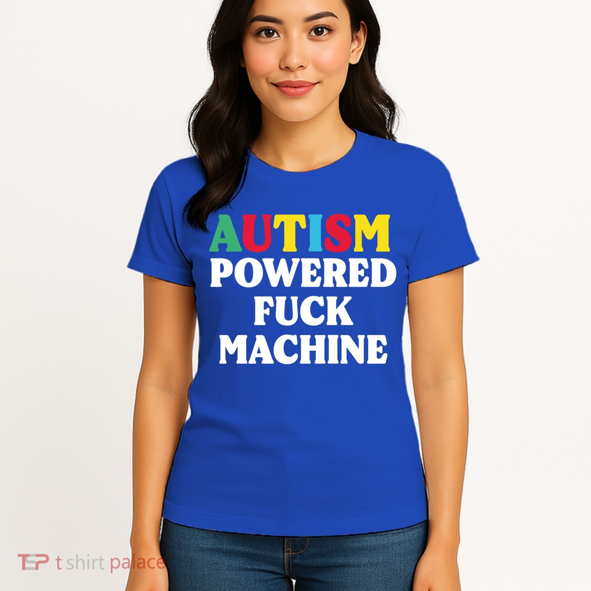 Autism Powered Fuck Machine Funny Autism Quote Gift Women's T-Shirt