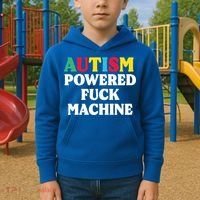 Autism Powered Fuck Machine Funny Autism Quote Gift Kids Hoodie thumb 2