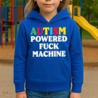 Autism Powered Fuck Machine Funny Autism Quote Gift Kids Hoodie thumb 3