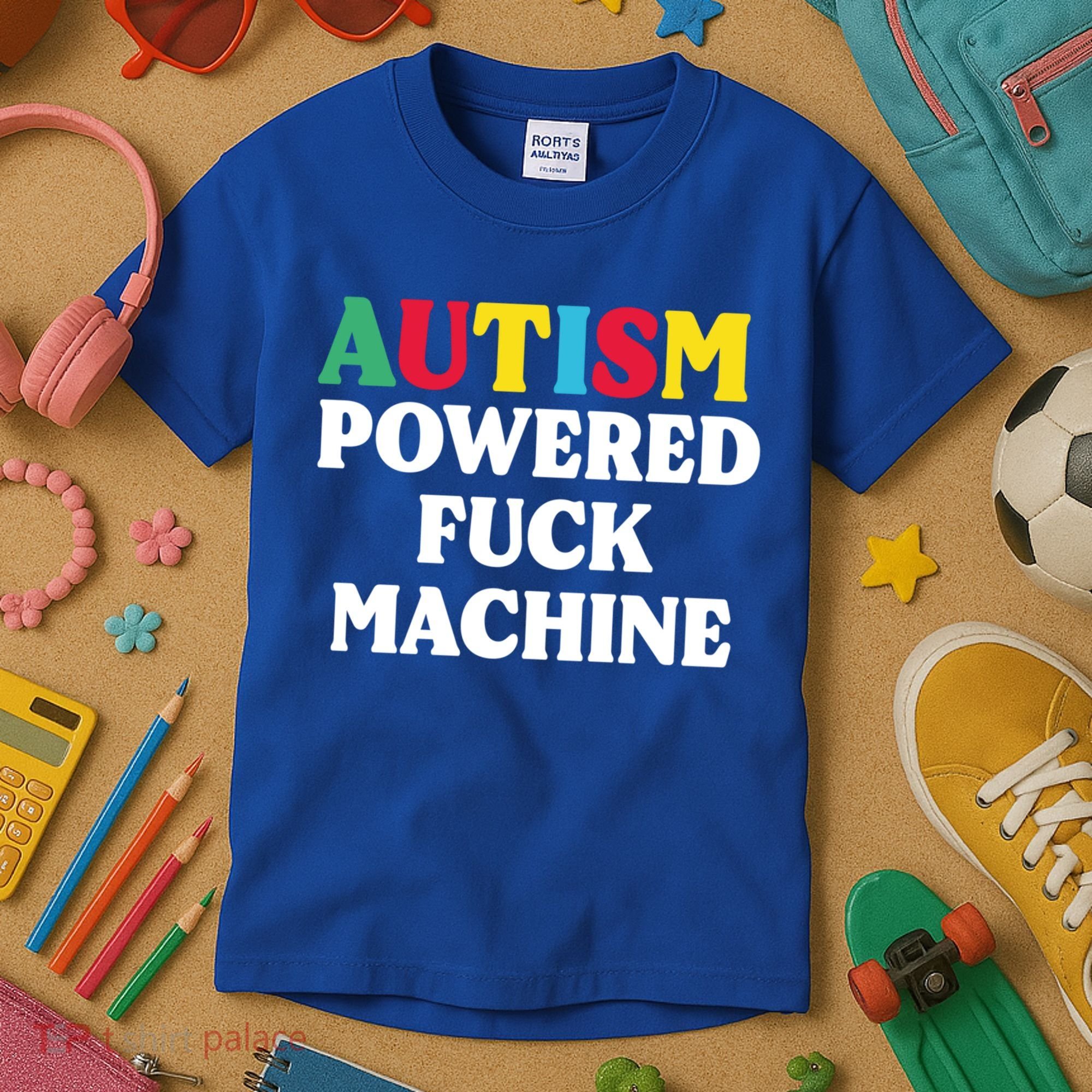 Autism Powered Fuck Machine Funny Autism Quote Gift Kids T-Shirt