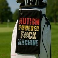 Autism Powered Fck Machine Retro Health Golf Towel thumb 2