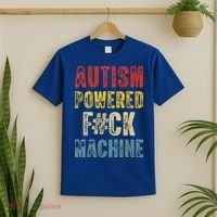 Autism Powered Fck Machine Retro Health T-Shirt thumb 2