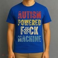 Autism Powered Fck Machine Retro Health T-Shirt thumb 3