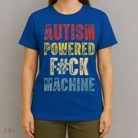 Autism Powered Fck Machine Retro Health T-Shirt thumb 4