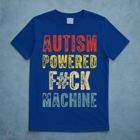Autism Powered Fck Machine Retro Health T-Shirt thumb 5