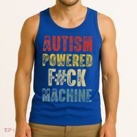 Autism Powered Fck Machine Retro Health Tank Top thumb 3