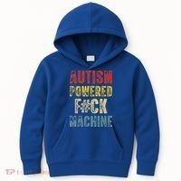 Autism Powered Fck Machine Retro Health Kids Hoodie thumb 0