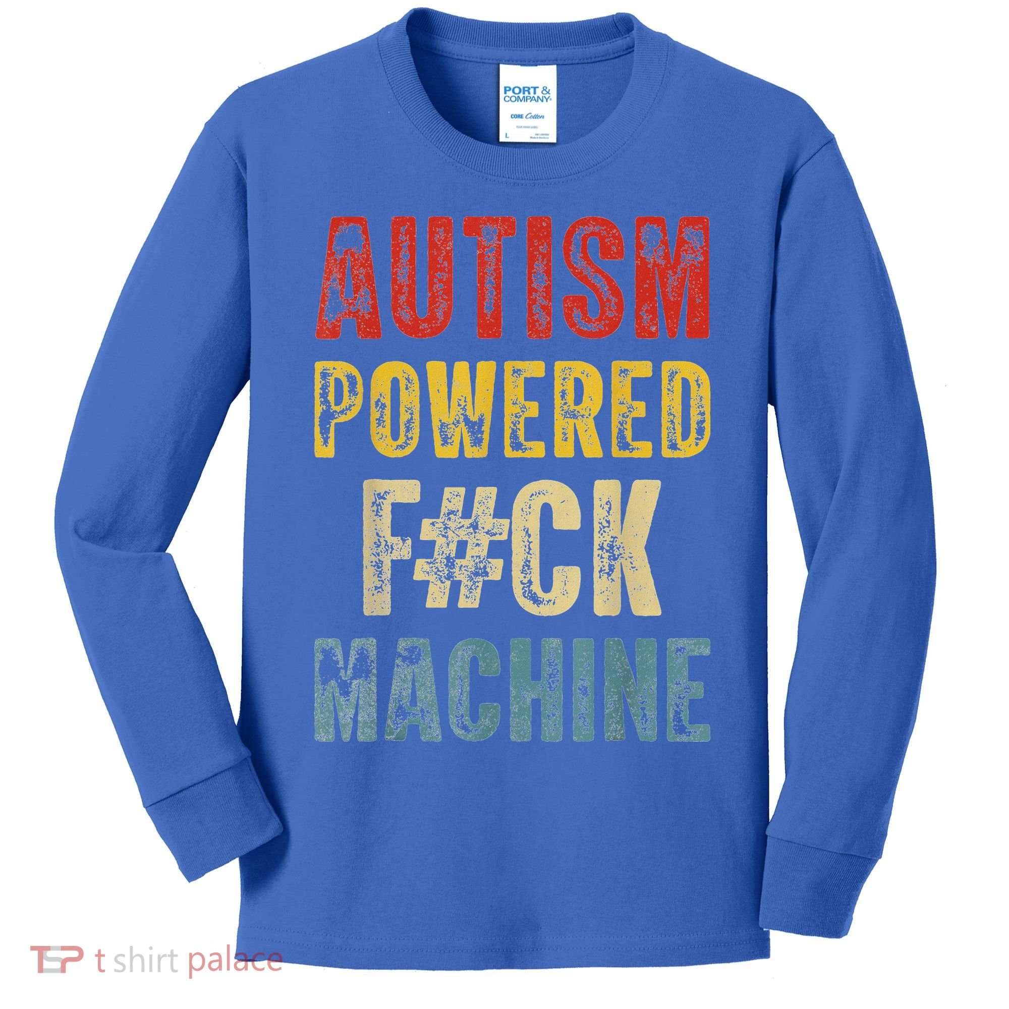 Autism Powered Fck Machine Retro Health Kids Long Sleeve Shirt
