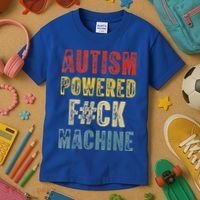 Autism Powered Fck Machine Retro Health Kids T-Shirt thumb 3