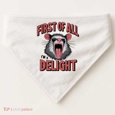 Angry Possum First Of All Im A Delight Possum Meme USA-Made Doggie Bandana