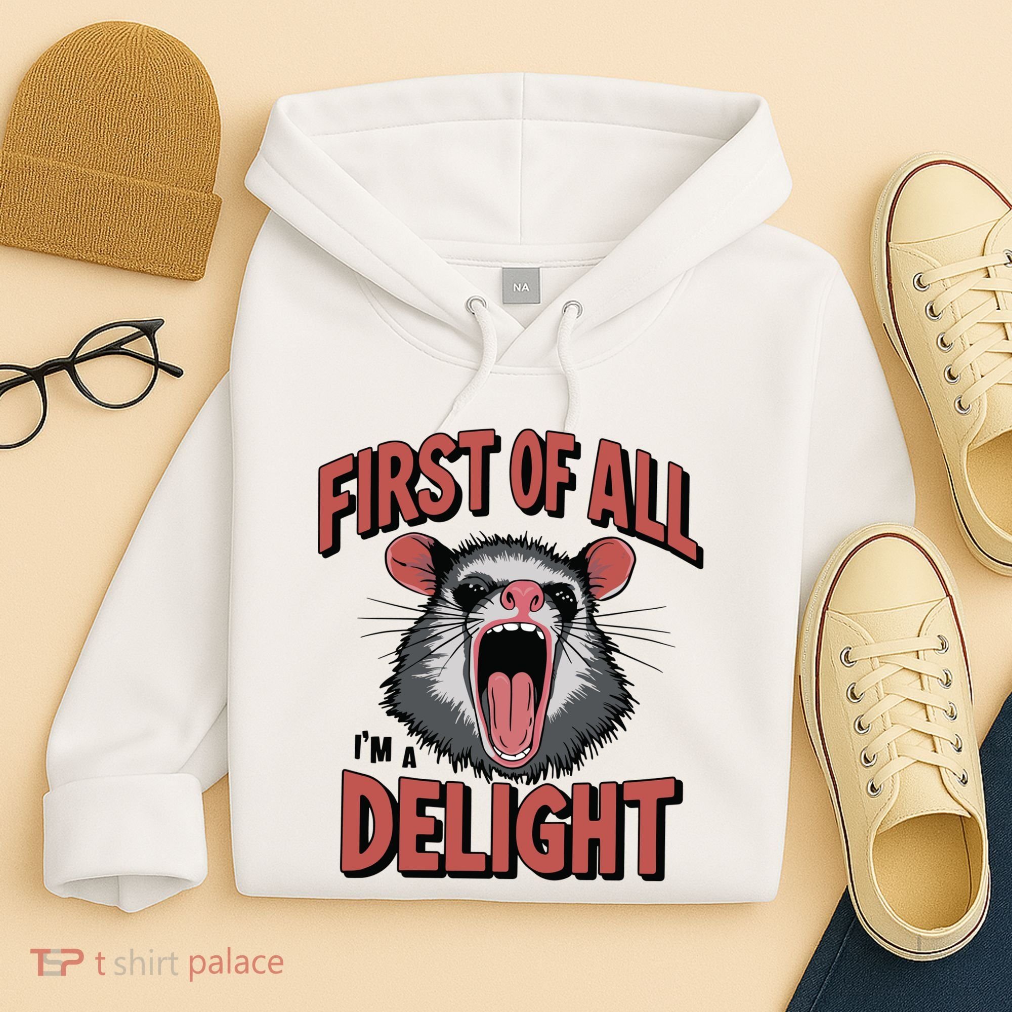 Angry Possum First Of All Im A Delight Possum Meme Hoodie