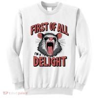 Angry Possum First Of All Im A Delight Possum Meme Sweatshirt thumb 0
