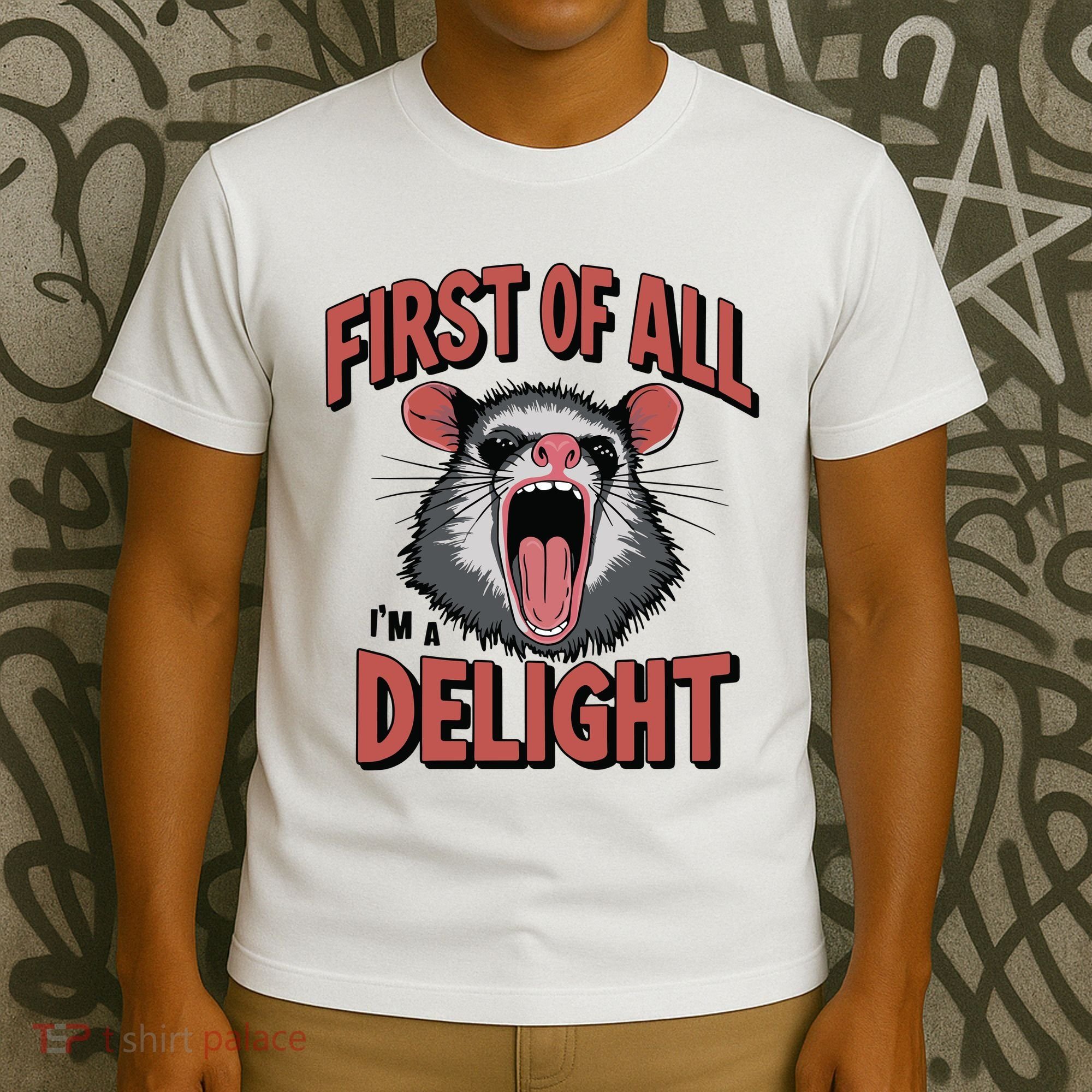 Angry Possum First Of All Im A Delight Possum Meme T-Shirt