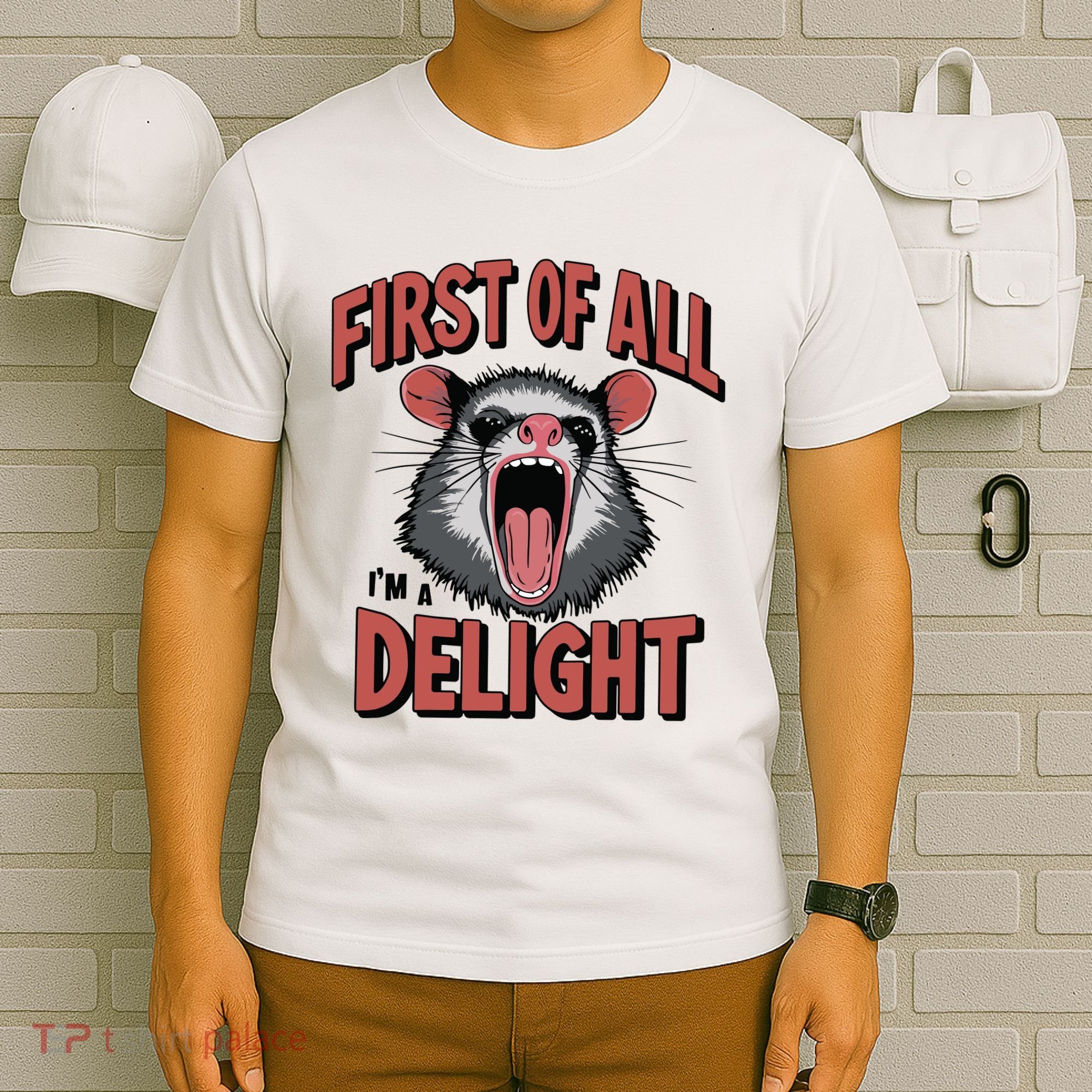 Angry Possum First Of All Im A Delight Possum Meme T-Shirt