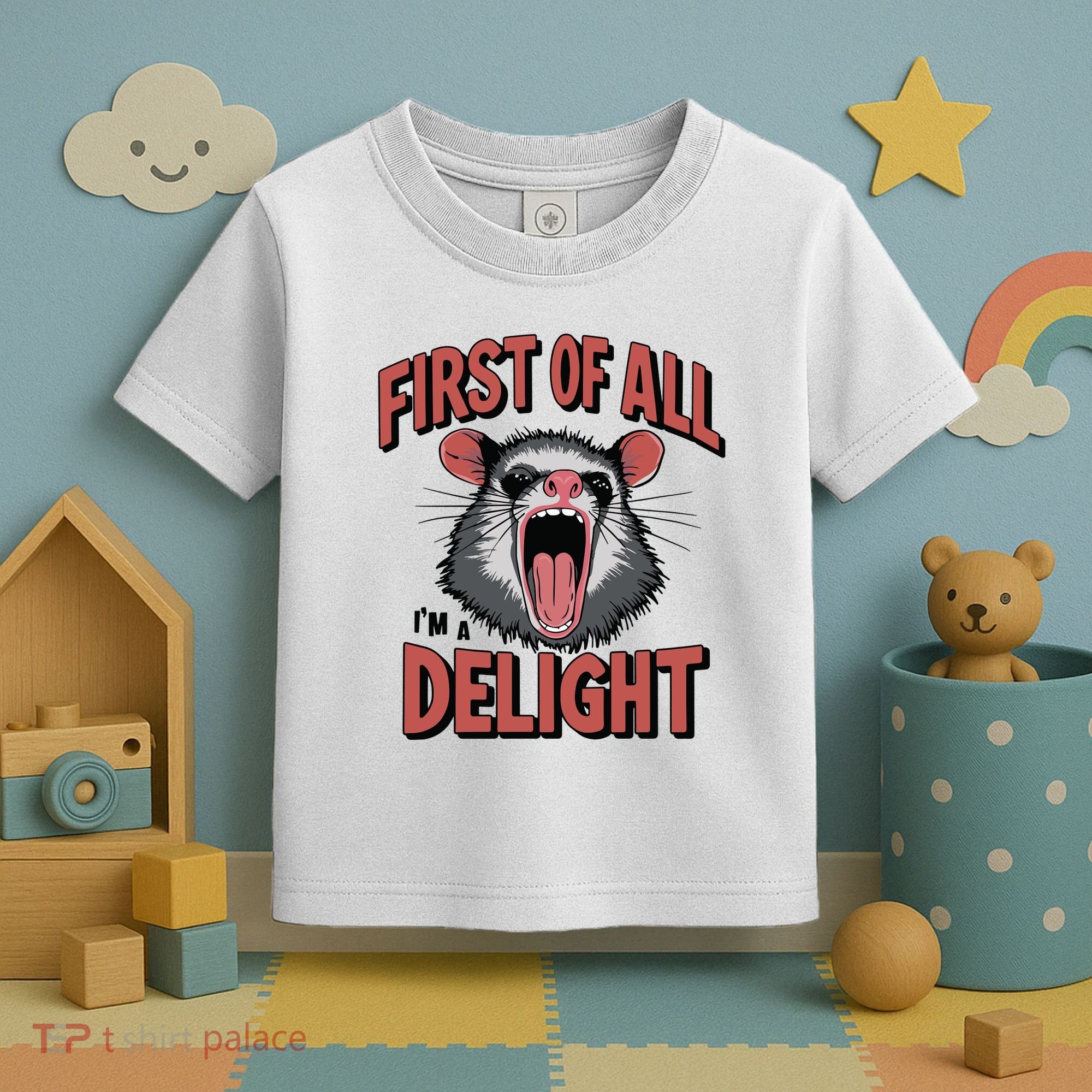 Angry Possum First Of All Im A Delight Possum Meme Toddler T-Shirt