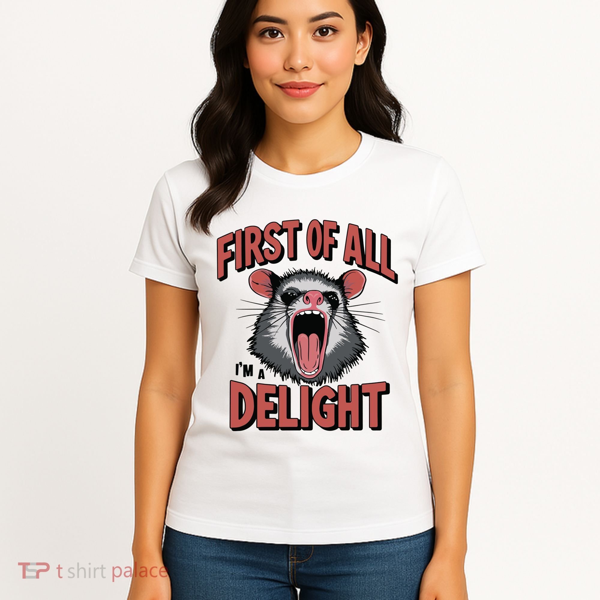 Angry Possum First Of All Im A Delight Possum Meme Women's T-Shirt