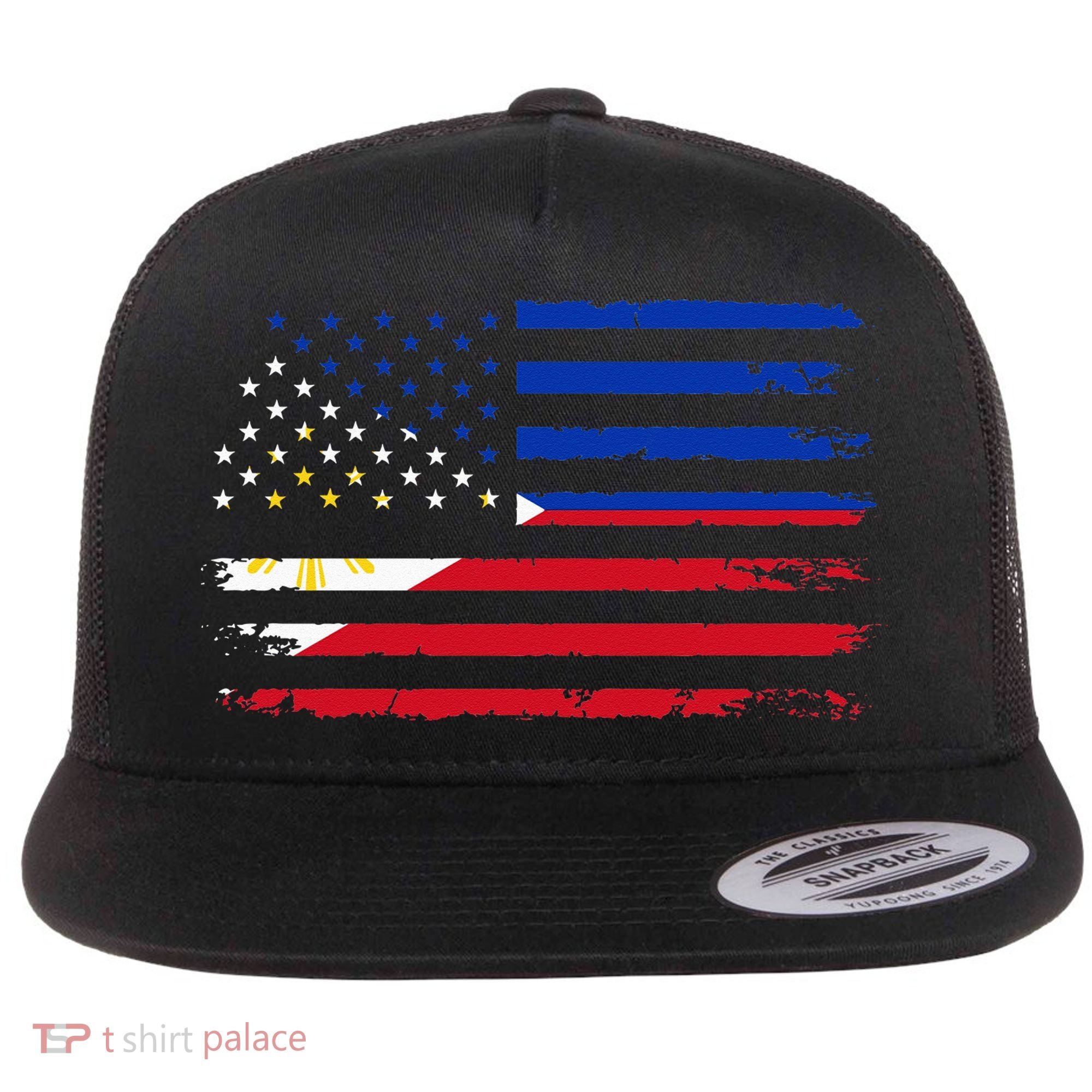 American Philippines Flag Flat Bill Trucker Hat
