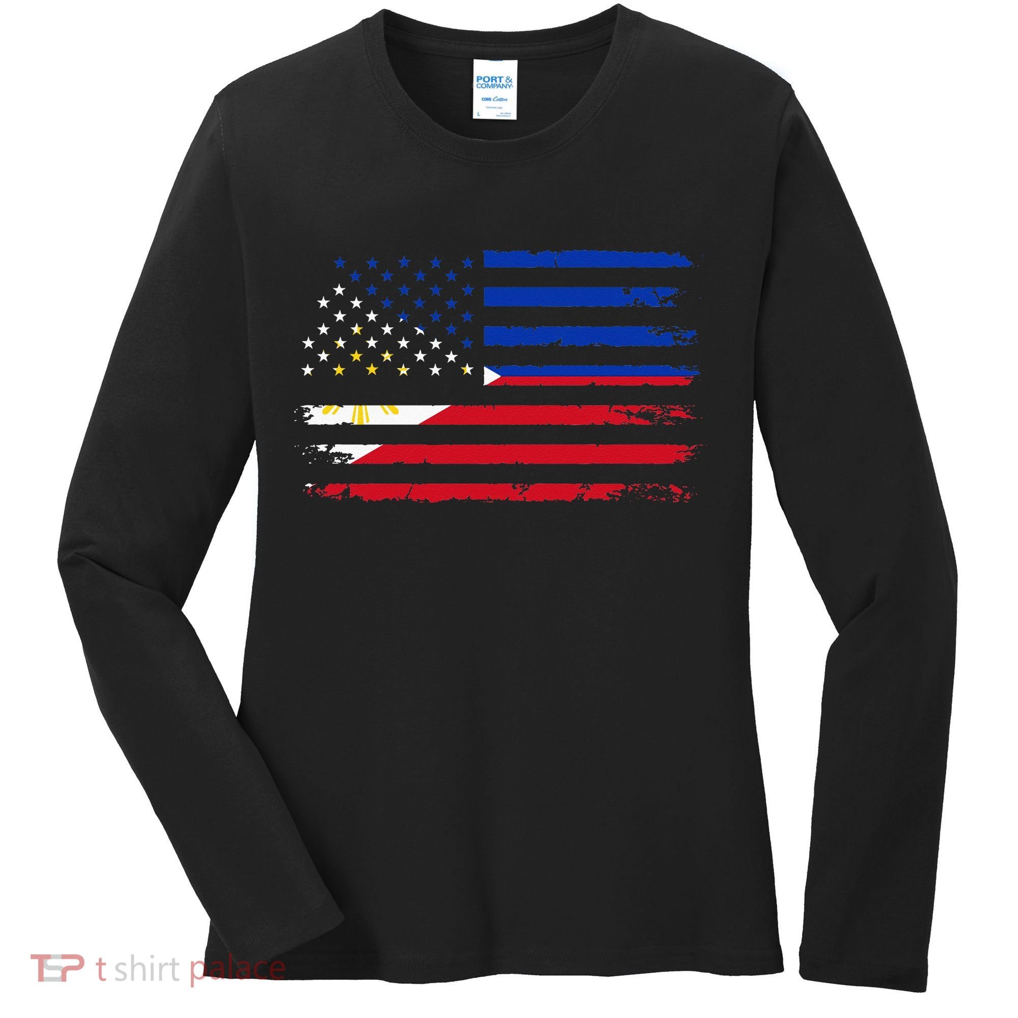 American Philippines Flag Women's Long Sleeve Shirt