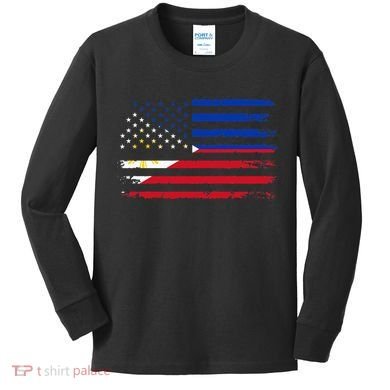 American Philippines Flag Kids Long Sleeve Shirt