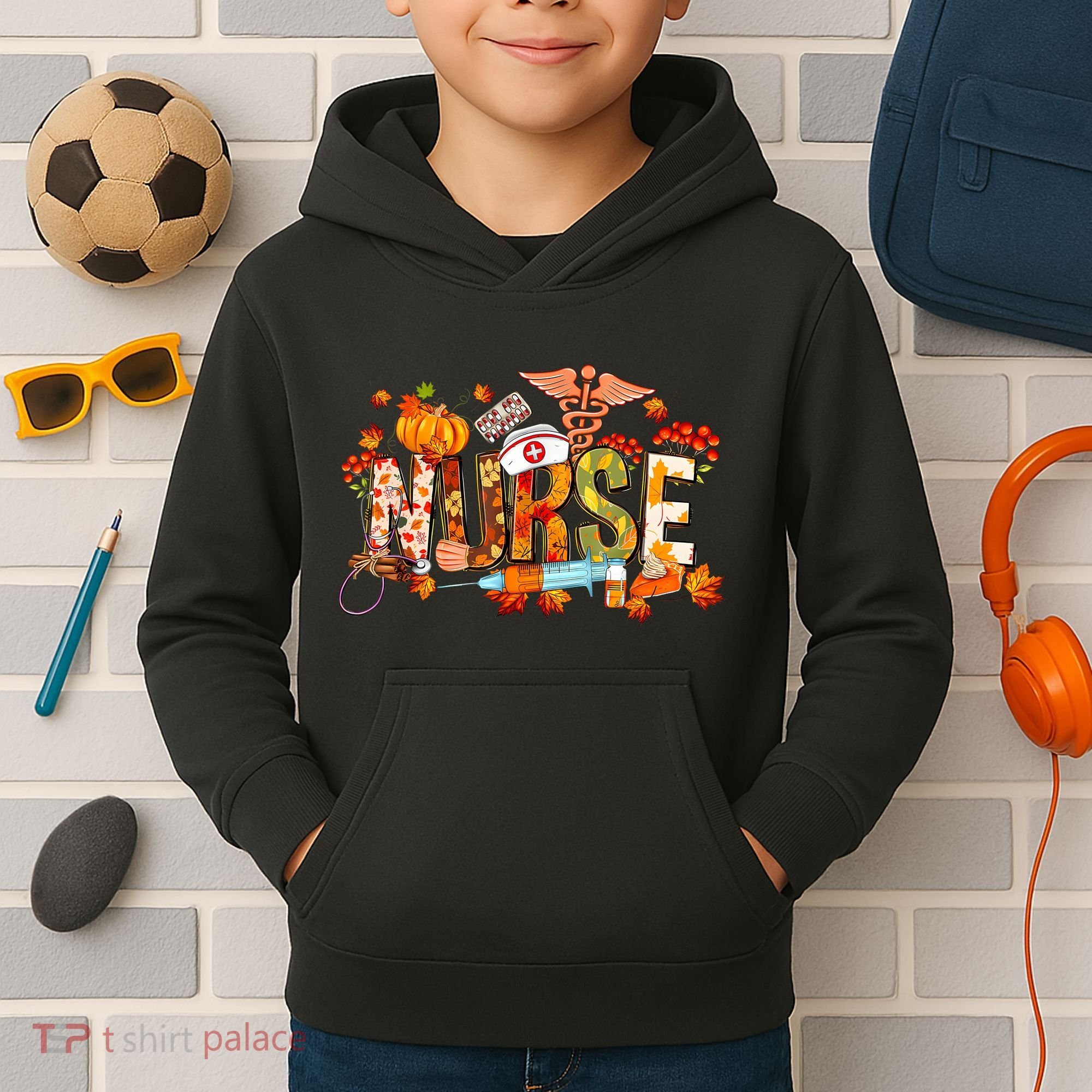 Autumn Pumpkin Fall Nurse Life Thanksgiving Nurseautumn Pumpkin Fall Nurse Life Kids Hoodie