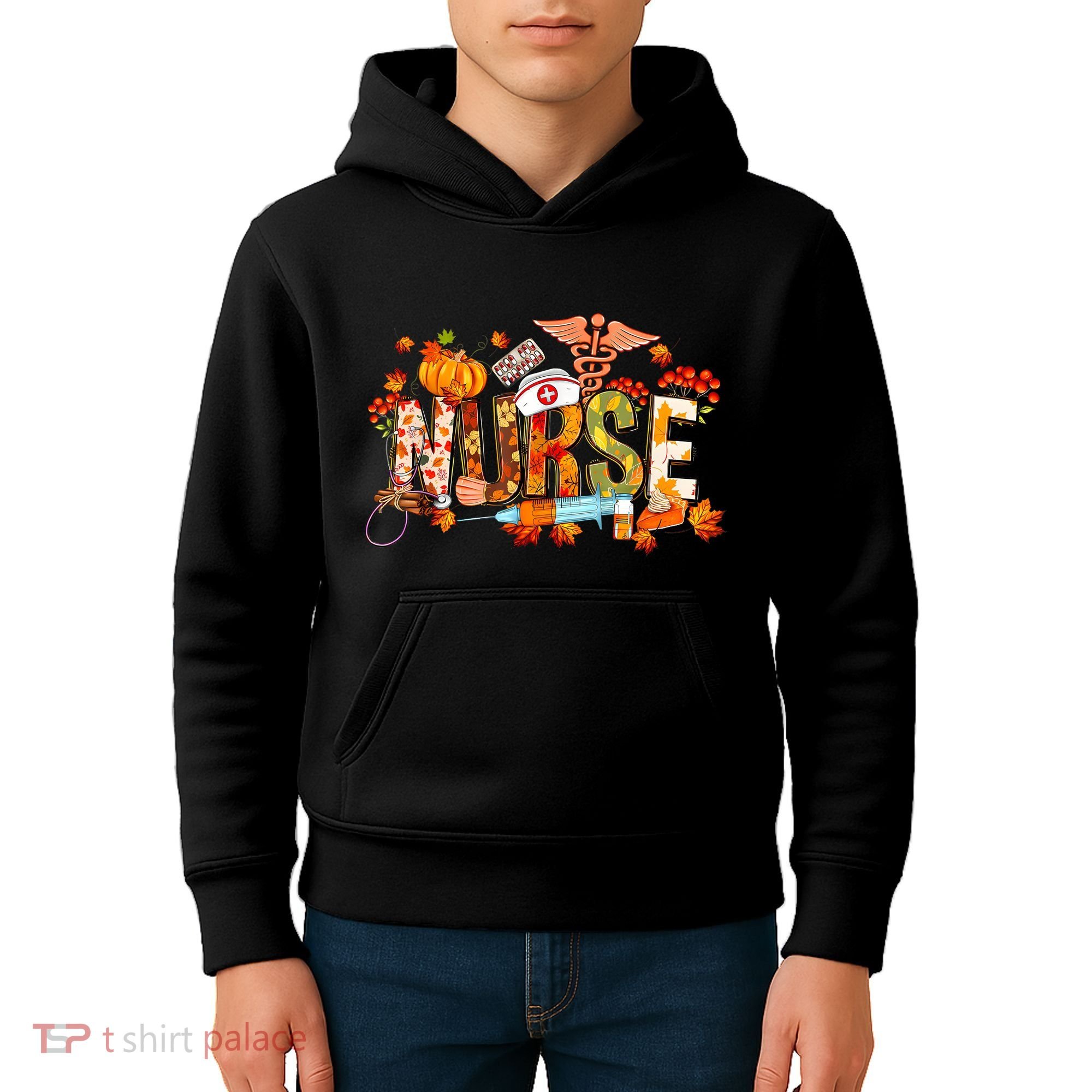 Autumn Pumpkin Fall Nurse Life Thanksgiving Nurseautumn Pumpkin Fall Nurse Life Kids Hoodie