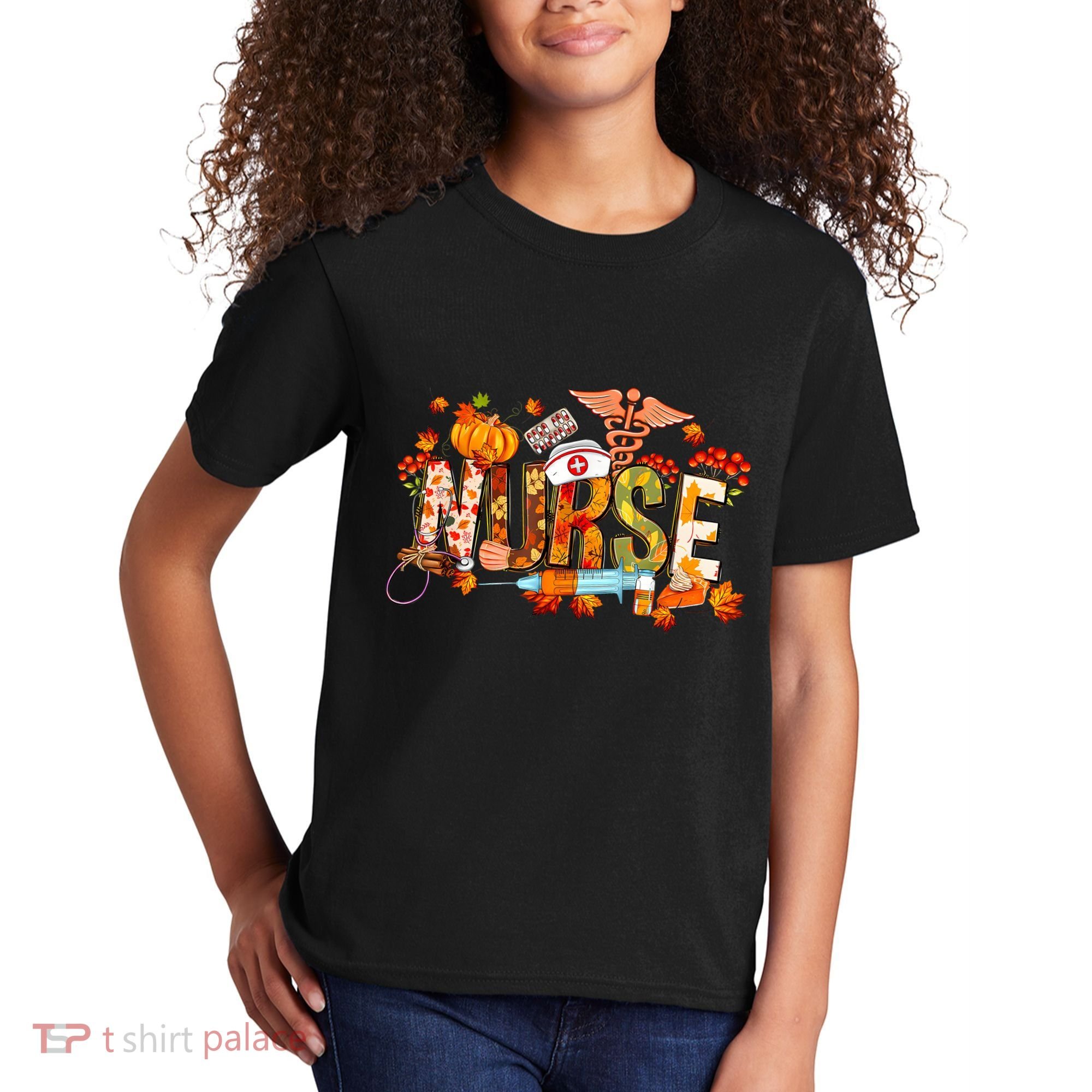 Autumn Pumpkin Fall Nurse Life Thanksgiving Nurseautumn Pumpkin Fall Nurse Life Kids T-Shirt